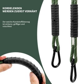 WWFFEN Set of 2 Swing Attachment Ropes, 53 cm Hammock Hanging Chair Suspension Set Attachment, Rope with Carabiner for Outdoor Tree Swing, Playground Swing Hanging, Green/453 kg