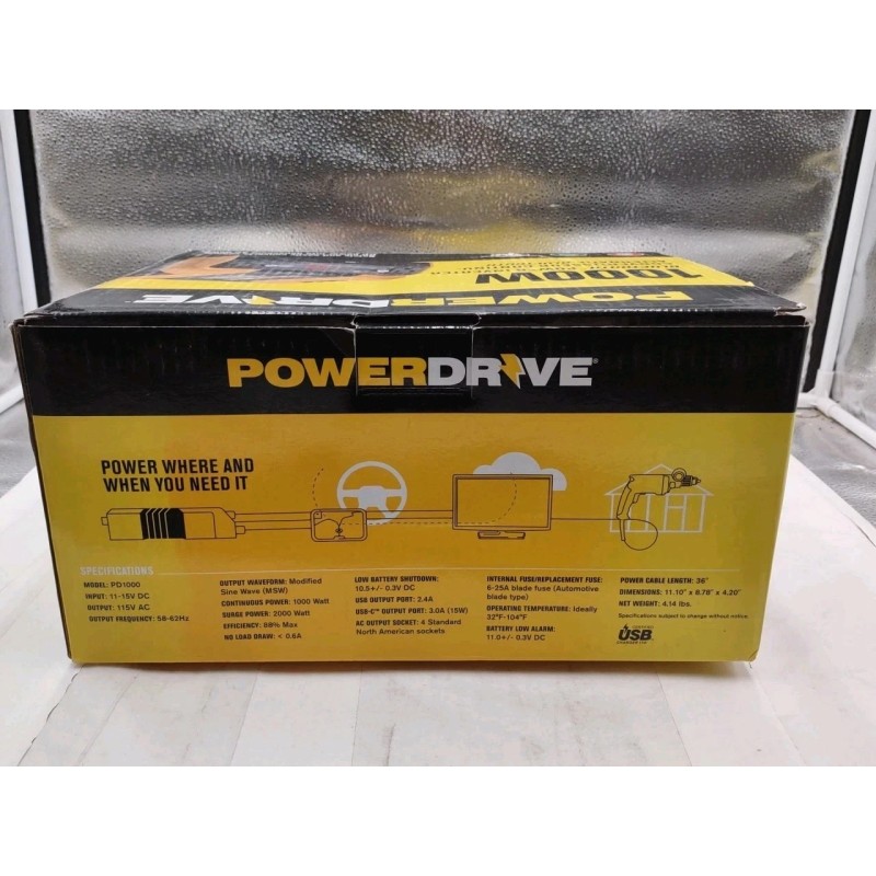 Powerdrive 1000 Watt Bluetooth Power Inverter PD1000 NEW (T5-B1)