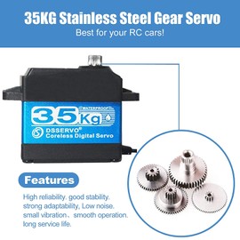 ANNIMOS 35KG Coreless Digital Motor Servo 7.4V High Speed High Torque Stainless Steel Gear Waterproof Standard Baja Servos 180 Degrees