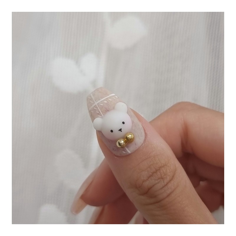Cozy Bear Handmade Nail Tips - Short Square / 포근이