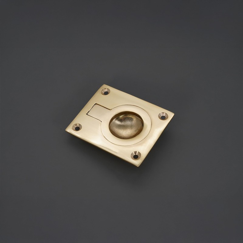 Infinity Decor Polished Brass Square Flush Pull Ring Handle 60mm