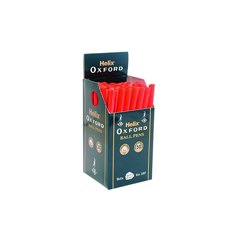 Helix Oxford Ballpoint Pens - Red (Box of 50)