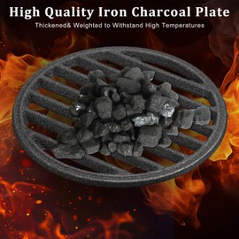 OGANAZI Cast Iron Bottom Fire Grate - 7.5 Inch Round BBQ Grill Grate Replacement, High Heat Charcoal Plate Bottom Grate Grill Parts, Fireplace Grate for Fire Pit Project BBQ Accessories Parts