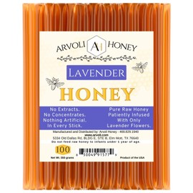 Lavender Honey Straws - Lavender Infused Honey Sticks for Tea - 100 Pack; All-Natural Flavor Infusion, Non-artificial, No Preservatives