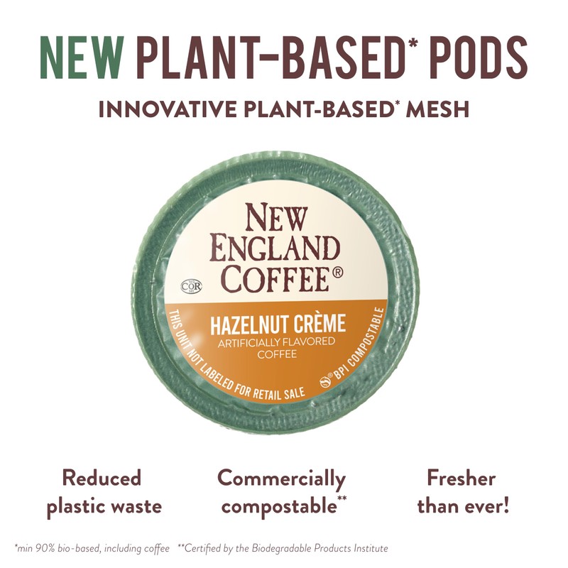 New England Coffee Hazelnut Crème Medium Roast Single Serve Pods,