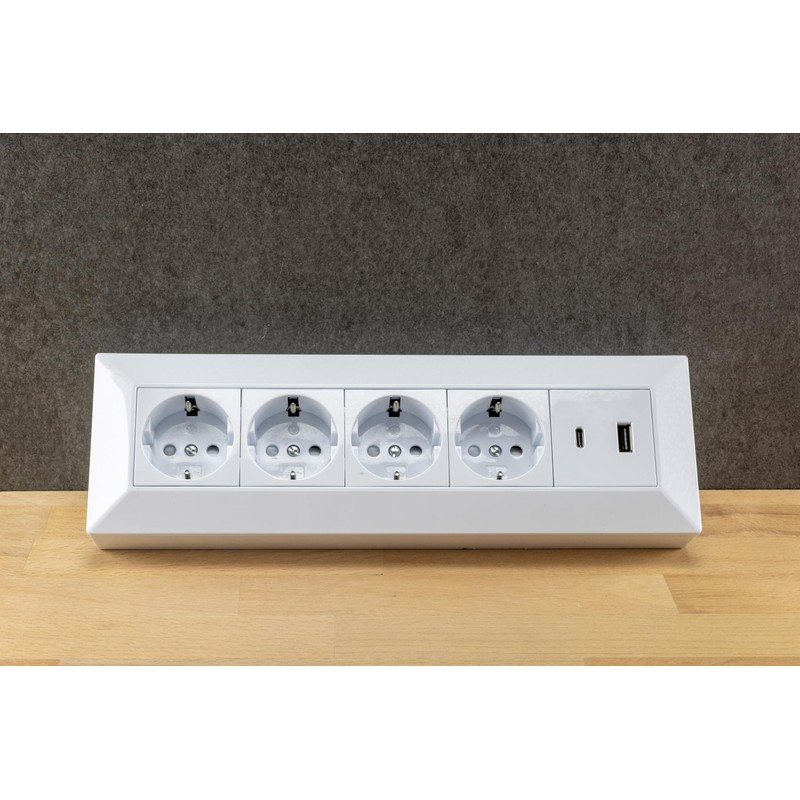 ChiliTec Steckdosenblock Ecksteckdose 4-Fach Mehrfachsteckdose mit USB-A USB-C PD für
