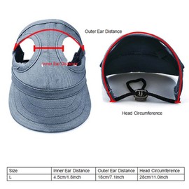 Adjustable Pet Dog Baseball Cap Sports Cap Hat Outdoor Hat Sun Protection Baseball Cap Visor Design Dog Sport Hat with Ear Holes (L-Blue)