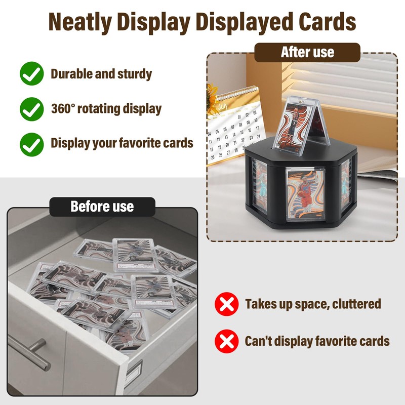 360° 6-Sides Rotation Graded Trading Game Baseball Football Sports Cards