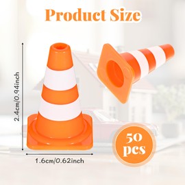 BOHUIZ 50Pcs Mini Traffic Cones, Plastic Miniature Road Safety Cones, Mini Traffic Signs Barricades Signs Roadblock Toys Early Educational Cognitive Safety Cone for Street Sign Training Models