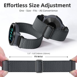 GEAK Stretchy Nylon Watch Bands Compatible with Garmin Venu Sq/Venu Sq 2/Venu 2 Plus, 20mm Loop Elastic Fabric Straps Compatible for Garmin Vivoactive 5 / Vivoactive 3 /Vivoactive 6 Women Men