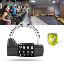 Door Password Lock,4 Dial Digit Code Combination Padlock Security Password Lock for Gym, School, Employee Locker Travel Suitcase(Black)Locks and accessories