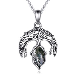 POPLYKE Mother and Daughter Children's Necklace for Women 925 Sterling Silver Mothers Day for Mum Jewellery Gifts, Sterling Silver, Agate