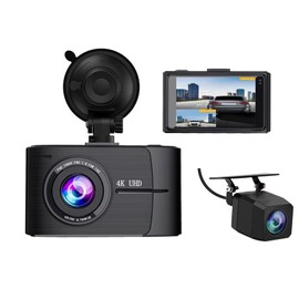 Cam Dash Camera, 4K 1080P Front and Rear Dual Dash Camera for Cars, GPS, 170degree Wide Angle, Cyclic Recording for Driving