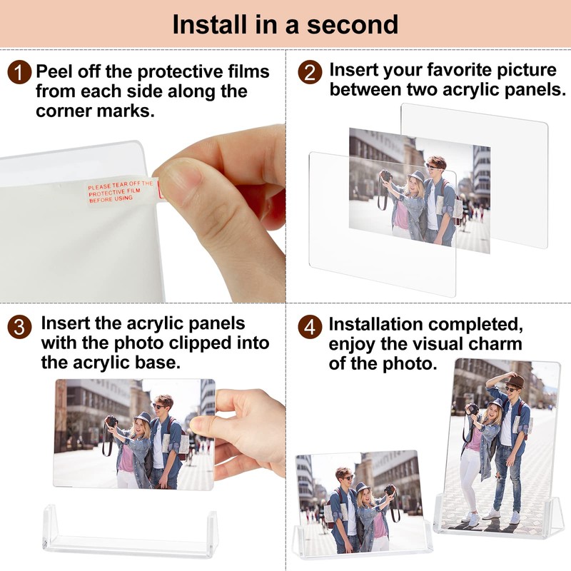 Boxalls 2 Pack Acrylic Picture Frames 6x8 with Clear Base