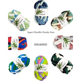 DDL&HEXI 2 madejas de hilo grueso de felpilla súper gruesa, kit de fabricación de mantas, hilo de tejer jumbo de 2 x 8 onzas, 226 g por bolsa (203)