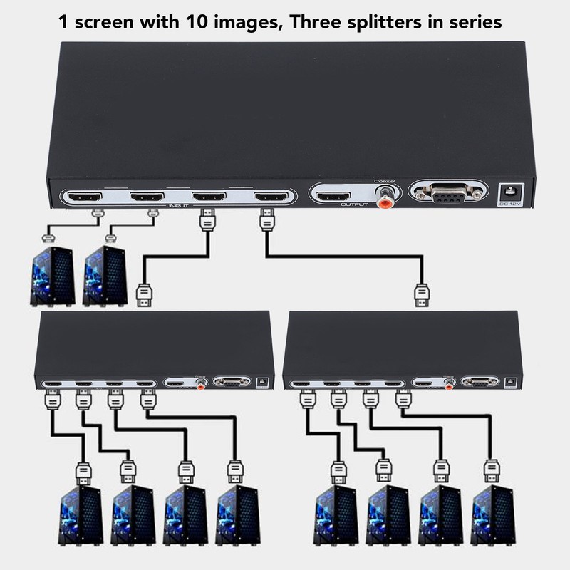 HD Multimedia Interface Quad Multi Viewer Switch 4 in 1