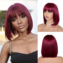 Tryfey Bob Wig Human Hair Glueless Bob Wig Bob Wigs for Black Women (99J, 10 inch)