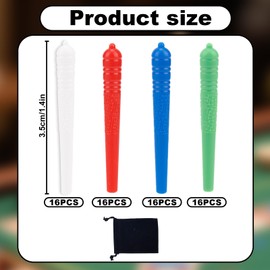 SAVITA 64 Pcs Plastic Cribbage Board Pegs with Storage Bag, Four Colors Traditional Crib Pins with Tapered Design for Peg Board Games and Scorekeeping (Blue, White, Green, Red)