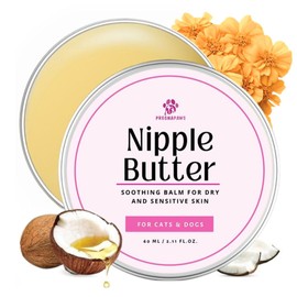 PREGNAPAWS Nipple Soothing Balm for Nursing Dogs & Cats – Lick-Safe, Lanolin-Free, All-Natural Nipple Butter – Soothes Chapped & Cracked Skin – Coconut Oil, Shea Butter, Vitamin E, 2.11 oz