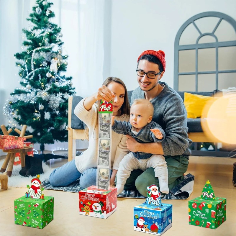 4 Pack Christmas Money Box for Cash Gift Money Roll