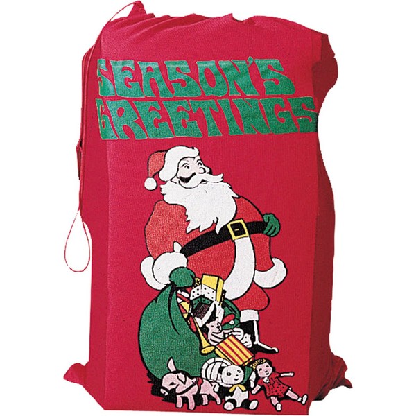 Rubie's Printed Flannel Santa Bag, Red, One Size
