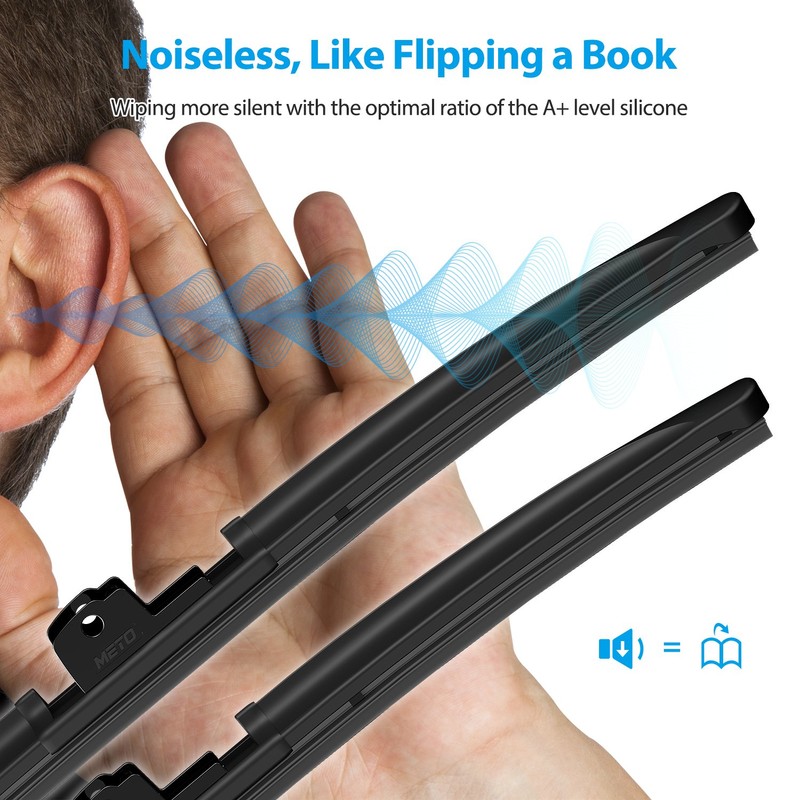 METO T6 Silicone Windshield Wiper Blades, 22 and 16 inches