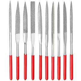 10 Pcs Diamond Needle File Set, Mini Needle Jewelry File Set, 150 Grit Diamond Needle File Set Precision Hand Tool Kit for Metal Wood Ceramic Jewelry Carving, 100mm x 2mm