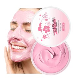 AKARY Mascarilla Facial De Barro De Arcilla Sakura Para Limpieza Profunda, Mascarilla Natural Para El Cuidado De La Piel Que Limpia Los Poros,...     