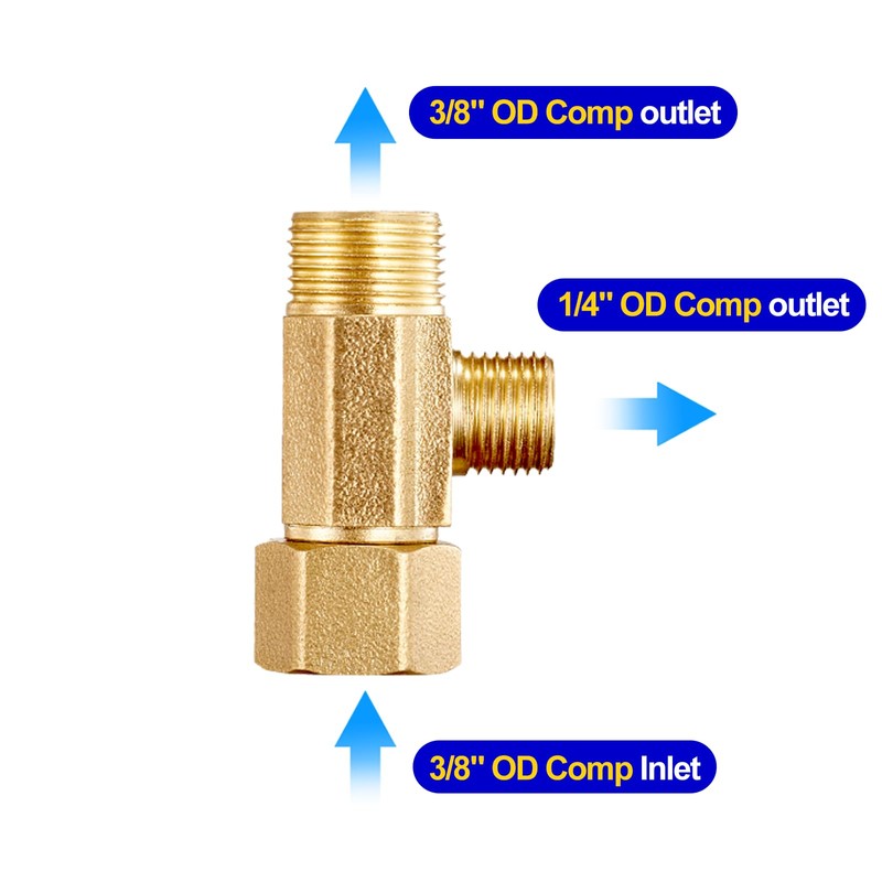 Add-A-Tee Adapter，Lead-Free Splitting Water Supply Fitting 3/8" Compression Inlet x
