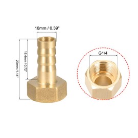 sourcing map Brass Hose Barb Fitting Connector, 10mm Barb G1/4 Female Thread Pipe Adapter, 2Pcs