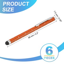 PATIKIL Stylus Pens for Touch Screens, 6 Pcs High Precision Universal Bling Stylus Crystal Metal Capacitive Pen for Touch Screen Devices Phone Tablets Laptop, Orange