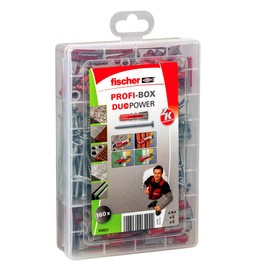 fischer 538622 PROFIbox DUOPOWER + Screw Plug Set, Red/Grey, Set of 160 Pieces