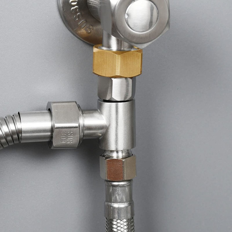 Bidet T Adapter, Biveah Stainless Steel Angle Stop Add-A-Tee Valve