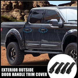 X AUTOHAUX 4pcs Gloss Black Car Exterior Outside Door Handle Cover Decor Trim for Ford F-150 2015-2020 Without Smart Key-Less and Without Passenger Side Keyhole