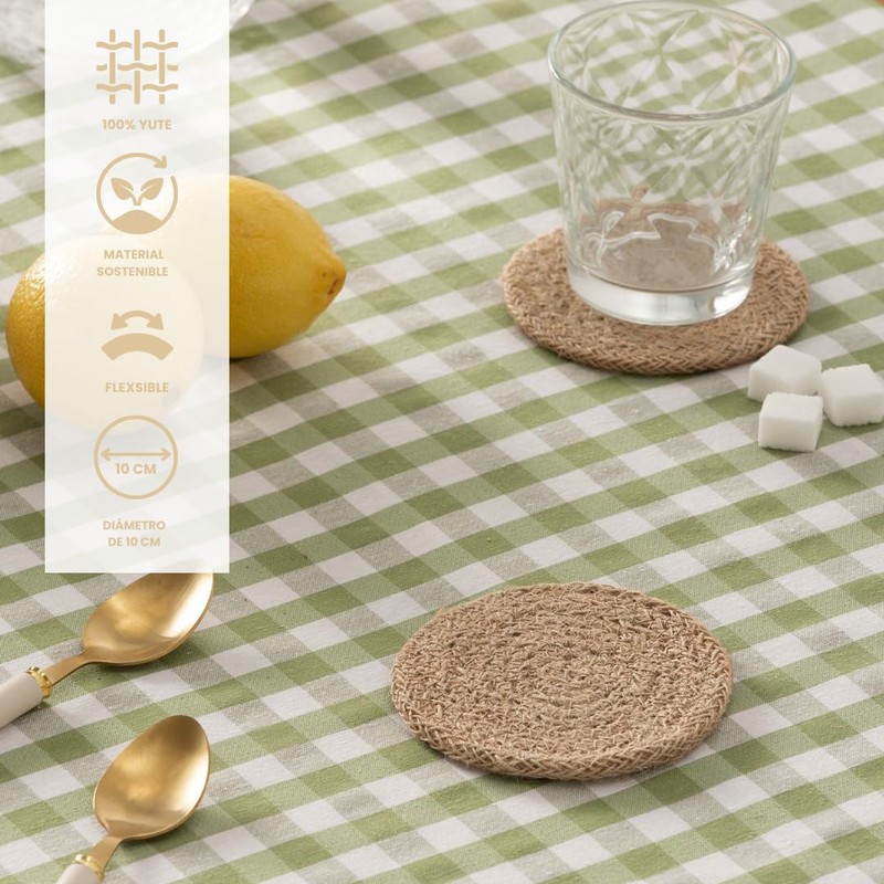 Round Placemats, Jute Placemat, Coasters, 10 x 10 cm, Pack