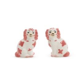 Two's Company Pink Staffordshire Dog Salt and Pepper Shaker Set, Ceramic, 3.5-inches Height, 54780