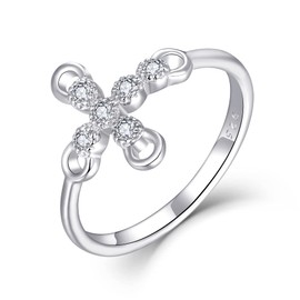 Starchenie Cross Ring 925 Sterling Silver 3A Zircon Ring Classic Gifts for Women