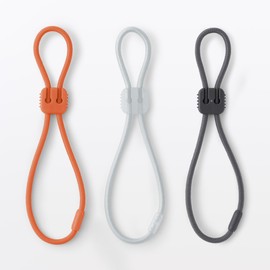 MUJI 23101448 Rubber Cable Ties with Lock, Set of 3 Colors, Orange, Light Gray, Dark Gray