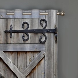 Renaiss Rustic Wood Barn Door Blackout Curtains, Gray Farmhouse Wooden Door Print Curtains for Living Room, Western Retro Grommet Bedroom Window Curtains, 42W x 84L inch / 2 Panel Set