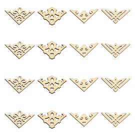 LiQunSweet 80 Pcs 4 Style Retro Triangle Unfinished Wooden Cutouts Book Photo Frame Corner for Home Decor Ornament DIY Craft Art Project