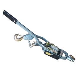 TINVHY 4 Ton Dual Gear Power Puller, 3 Hook Steel Cable Dual Gear Power Ratchet Come Along Puller Tool with Cable