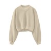 Meladyan Women's Casual Cropped Sweatshirt Basic Solid Long Sleeve Fleece