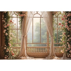 Kate Flower Wall Backdrops for Photography Arch Photo Background Window Curtain Wedding Photo Prop, 7x5ft