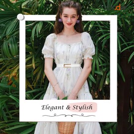 SUOSDEY Slim Belt for Women, Thin Leather Belt, Fashion Waist Belt for Dress, Jeans with Gold Buckle, E-white