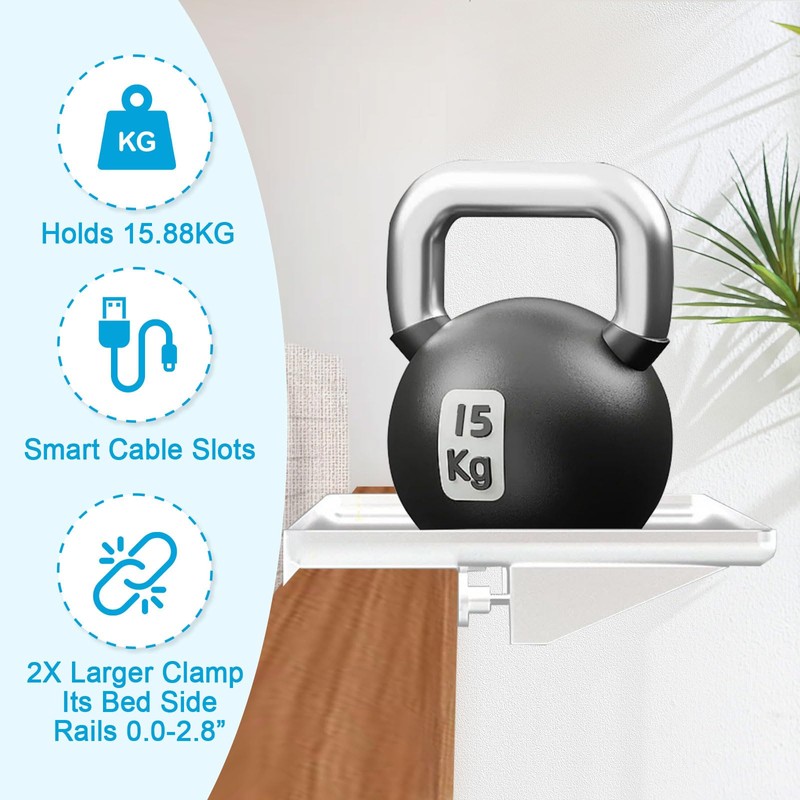 TUAKIMCE Hanging Bedside Table with Cable Holder - Practical Lapel