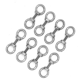 Set of 8 NUZAMAS 304 Stainless Steel M6x20mm Shoulder Eye Bolts, Closed Hook, Heavy Duty Eyebolts