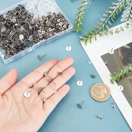 UNICRAFTALE About 300 Pieces Blank Stud Earrings 304 Stainless Steel Flat Stud Earrings Accessories with Earring Clasps Hypoallergenic DIY Earrings Make Your Own Set for Women DIY Earring Jewellery