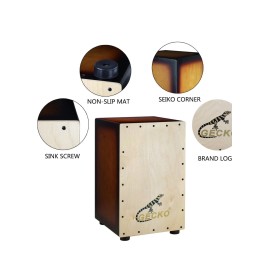 GECKOCajon BOX Drum-Wooden Percussion Box,w/Internal Adjustable Guitar Strings