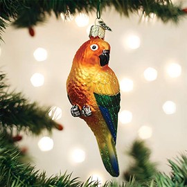 Old World Christmas Sun Conure Glass Ornament Free Box 16133 New
