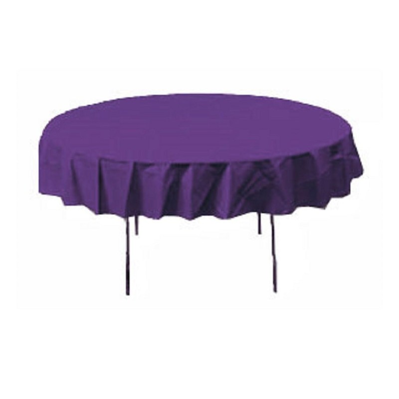 Deep Purple Solid Round Plastic Table Cover (213cm) 1 Count